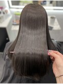 ロングヘアーココアブラウンカラー髪質改善　赤坂見附