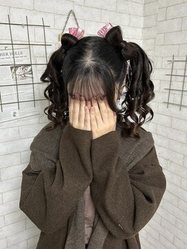 立体リボンツインテール×量産巻き