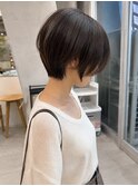 透明感カラー ボブ 前髪 ショート カラー ブリーチ&カラー