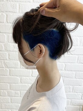 デイジー インデックスヘア 大島店(DAISY index hair) インナーカラー デニムブルー 刈り上げ女子 ツーブロック ブルー