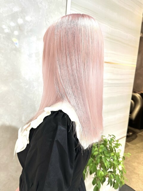《ゆい》ホワイトピンク/ピンクカラー/ハイトーン/前髪パーマ