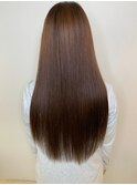 縮毛矯正ストレートロング ナチュラル暗髪ブラウン ツヤ髪
