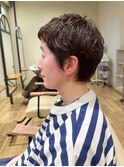 40代　ショート×ピンパーマ×ウェット