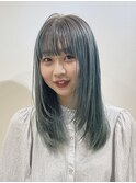 ターコイズブルー/ルーツカラー/デザインカラー/レイヤーカット
