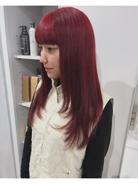 シー ヘアデザイン(see hair design) イメチェン外ハネボブ美髪のススメワイドバングワインレッド