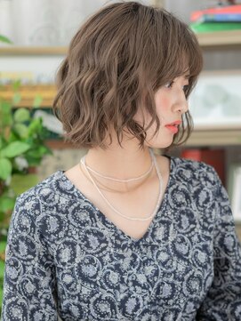 カバーヘア ブリス 川口(COVER HAIR bliss) グレーベージュ小顔ゆるふわボブパーマA0川口20代30代40代