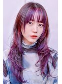大人可愛いふんわりカールミストバング外国人風カラーブリーチ