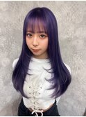 くびれヘアアプリコットオレンジハイライトカラーブルーカラー