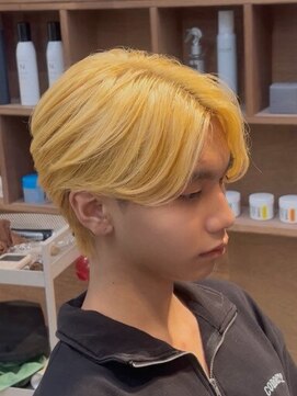 抜きっぱセンターパート/メンズパーマ/ハイトーン/ブリーチ