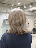 白髪ぼかしハイライト/船橋/くすみベージュ/細めハイライト