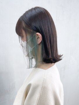 アイティーバイアルバム 松戸店(IT by ALBUM) インナーグリーン_外ハネボブセクションカラー_ba378701