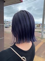 アースコアフュールボーテ 新潟中野山店 (EARTH coiffure beaute) ブルーバイオレットダブルカラー切りっぱなしボブ