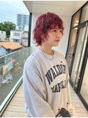 ボルドーブリーチパーマプードルパーマウルフパーマ