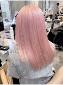 渋谷ピンクベージュカラーペールピンクカラー顔周りレイヤー30代