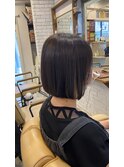 ミニボブ×ぱつっとボブ×グレージュ×白髪ぼかし 30代40代50代