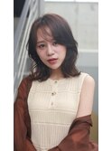 小顔モードプリカールチョコレート大人ガーリー外ハネミディアム