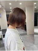 6264黒髪アッシュブラックグレージュ韓国風切りっぱなしボブ