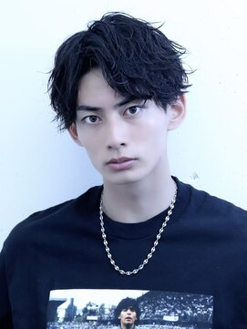 アーリー(Ali'i) ソフトツイストパーマアップバングマッシュウルフブルーブラック