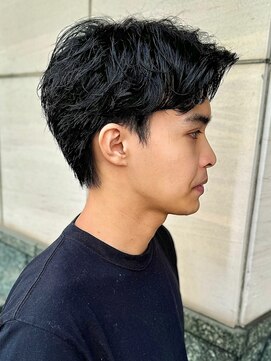 エクファフォーメン(EX-FA FOR MEN) ベリーショート/ダークアッシュ/ニュアンスパーマ/韓国マッシュ