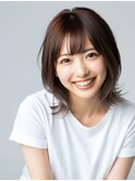 小顔外ハネミディアムアッシュ20代30代40代くびれミディ韓国ヘア