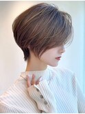 30代40代50代絶壁解消ひし形白髪ぼかし大人ショートボブ【西】