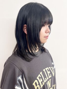 モリオフロムロンドン 松戸店(Morio from London) 【morio松戸 アイダ】黒髪ミディアムレイヤーワンカールレイヤー