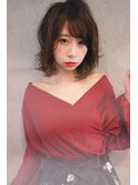 ＊misherry［萩本 有輝］　斜めバング　ボルドー　ミディ＊2
