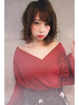 ミシェリー(misherry) ＊misherry［萩本 有輝］　斜めバング　ボルドー　ミディ＊2