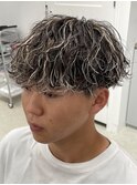 波巻きスパイラルパーマメンズマッシュハイライトメッシュ名古屋
