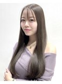【レイヤーロング】韓国式髪質改善カラーうる艶オリーブベージュ