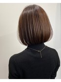 大人美人イメチェン大人丸みボブこなれヘアチェリーブラウン