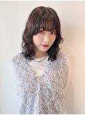 ウルフレイヤーニュアンスカールパーマミディアム ロングボブ