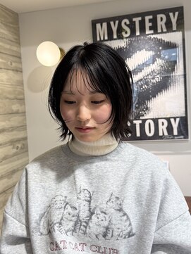 ヲタク(wotaku.) ボブウルフブルーブラック黒髪ショートショートレイヤーミニボブ