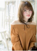 mod's姪浜/カーキベージュアッシュ前下がりレイヤースタイルi