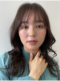 ミディアムボブ/面長/前髪あり/絶壁解消/30代/40代/50代/くびれ