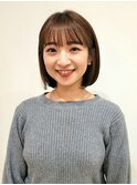 ミルクティーベージュカラー×大人可愛い丸みボブ