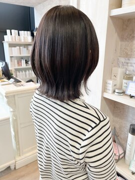 キャアリー(Caary) 福山人気caary縮毛矯正艶髪モカグレージュ小顔ヘアぱっつん前髪