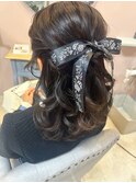 リボンハーフアップ