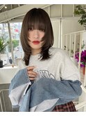 △ダブルカラーオリーブベージュウルフカットレイヤーカット