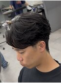 毛流れリバースパーマセンターパートメンズパーマフェザーパーマ