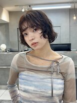 ボブパーマ　コテ巻き風パーマ　ニュアンスパーマ