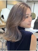 （くびれヘア/かきあげヘア/レイヤーカット/グレージュ）