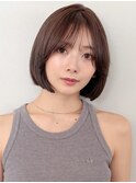 外ハネボブサイドバングモテ髪デザインカラー艶感くびれヘア