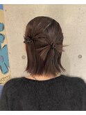 ボブヘアセット　カチモリ　ハーフアップ