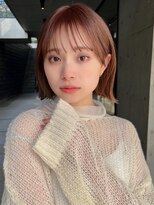 ガーデンヨコハマ(GARDEN YOKOHAMA) 切りっぱなしボブ外ハネセミディシースルーバングピンクベージュ