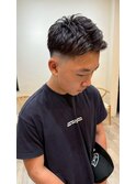 ツーブロックアップバング束感ショート韓国風アッシュブラウン
