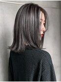 【白髪ぼかしミディアム】アッシュグレーハイライト