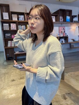 ヘアーアイストゥーレ(HAIR ICI TRE) レイヤーカットくびれヘアマロンブラウンココアベージュ小顔