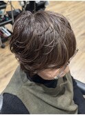 丸みショート　白髪ぼかし　ハイライト　30代40代50代60代