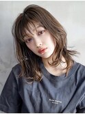 【GEEKS渋谷】セミロングレイヤー/モカブラウン/ウルフ/前髪あり